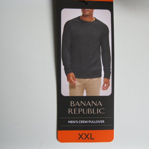 NWT* Banana Republic Men’s Waffle Crew pullover Sweatshirt L Charcoal (0607) - Picture 11 of 15
